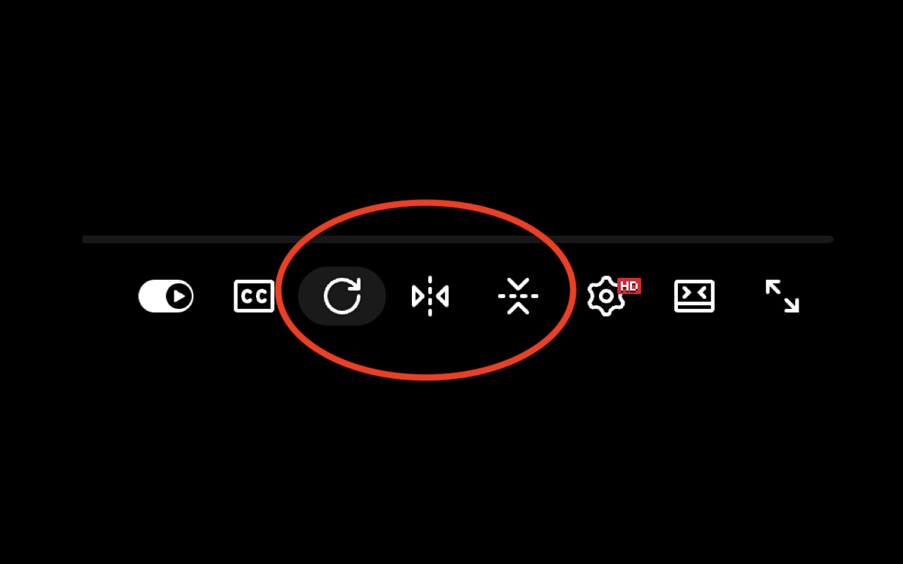 Rotate and flip buttons in the YouTube control bar